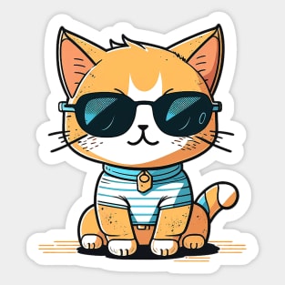 Cute ginger cat wearing sunglasses Sticker